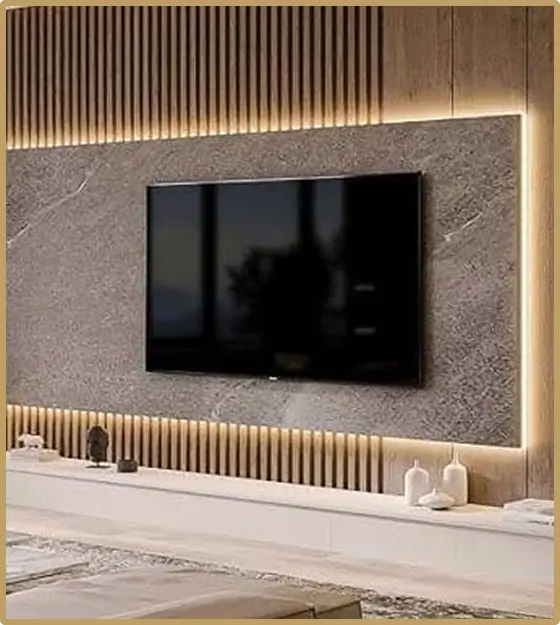 wooden media wall