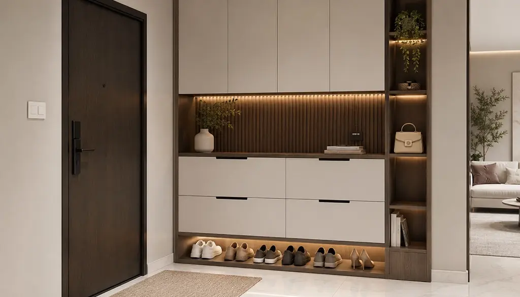 Built In Entryway Shoe Cabinet image