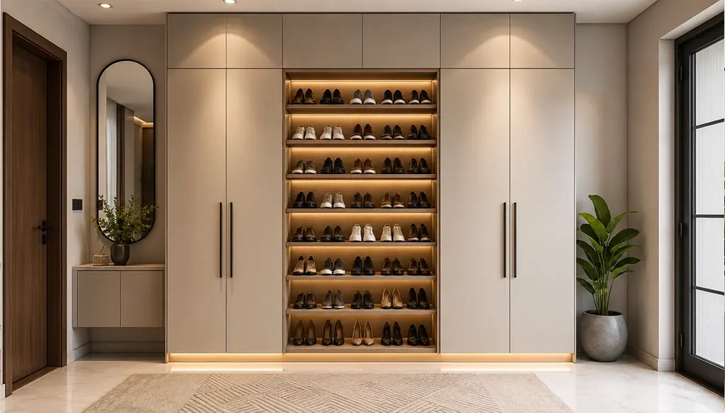 Floor to Ceiling Custom Shoe Cabinet