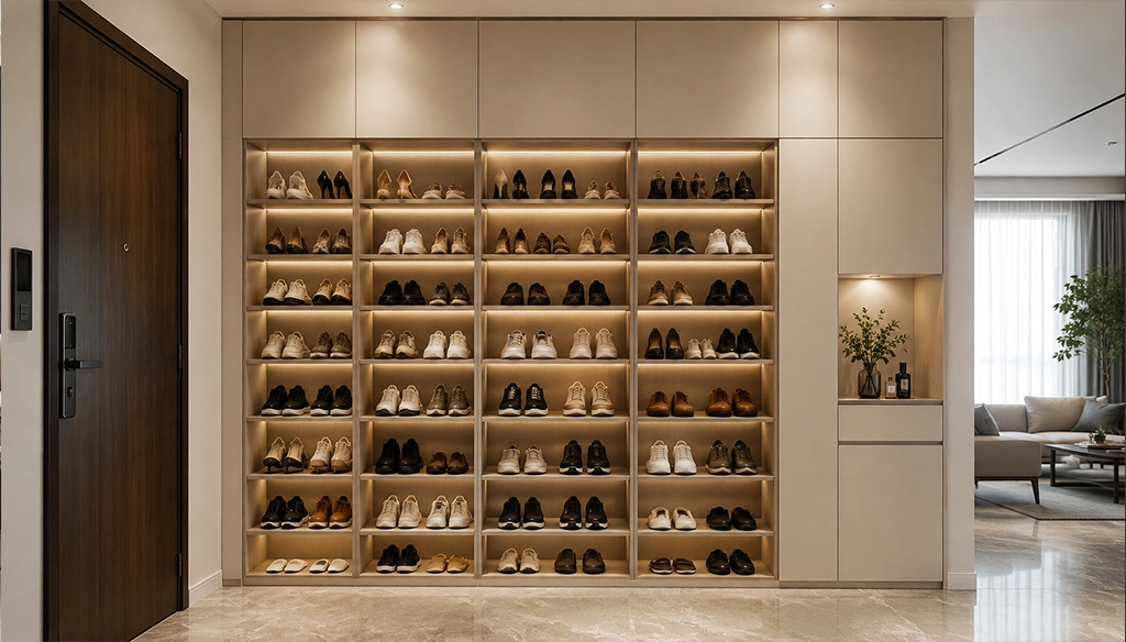 Floor to Ceiling Custom Shoe Rack Cabinet