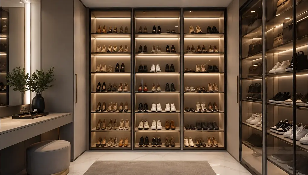 Luxury Shoe Storage with Display Lighting