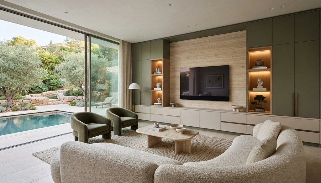 built In tv wall unit with hidden storage