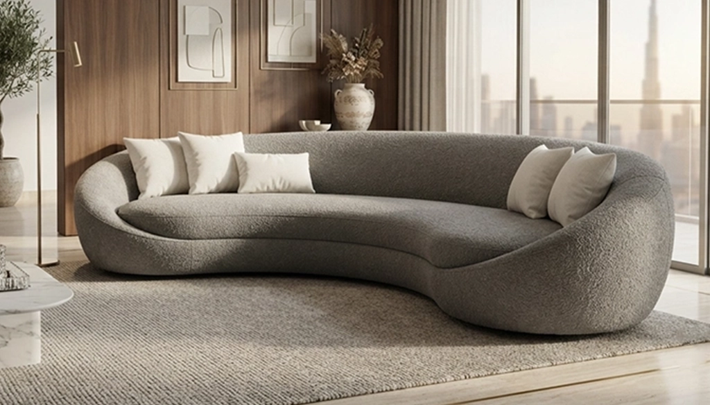 gray curved luxury sofa