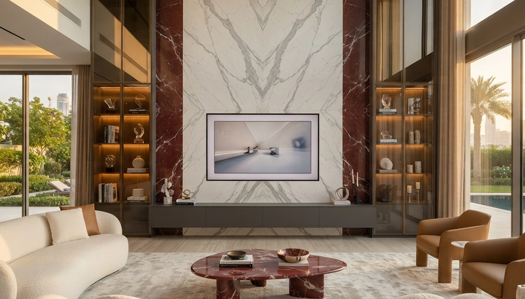 luxury marble tv media wall