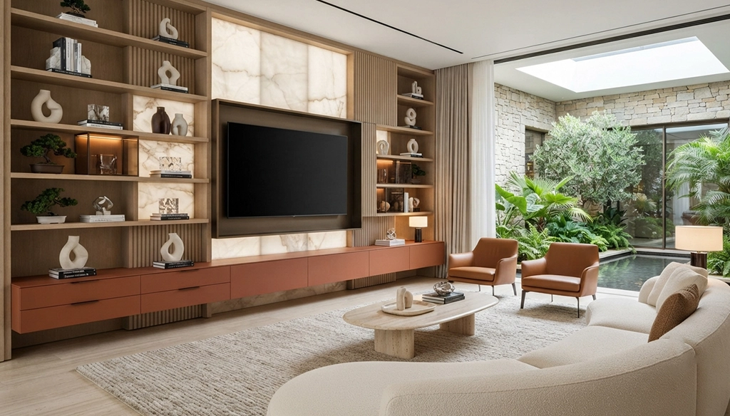 open shelf media wall design