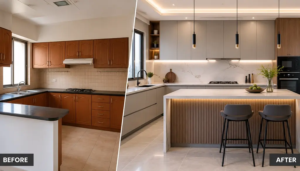 kitchen renovation dubai before after Kitchen renovation Dubai before and after with custom cabinets