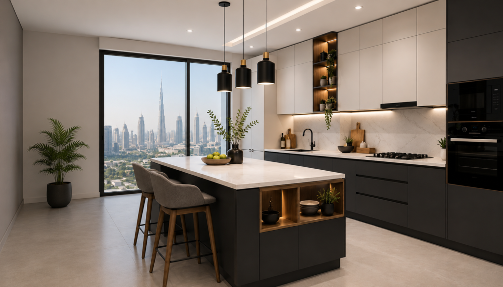 custom kitchen cabinets dubai modern kitchen Custom kitchen cabinets Dubai in a modern open plan kitchen