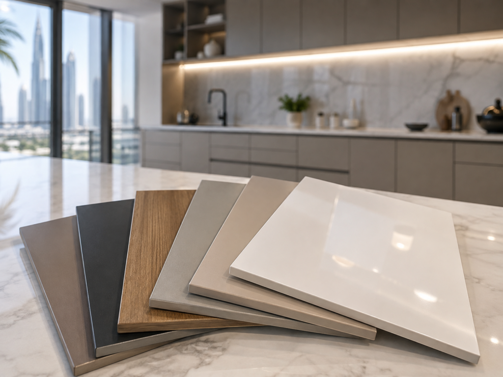 High pressure laminate HPL finish samples for kitchen cabinets