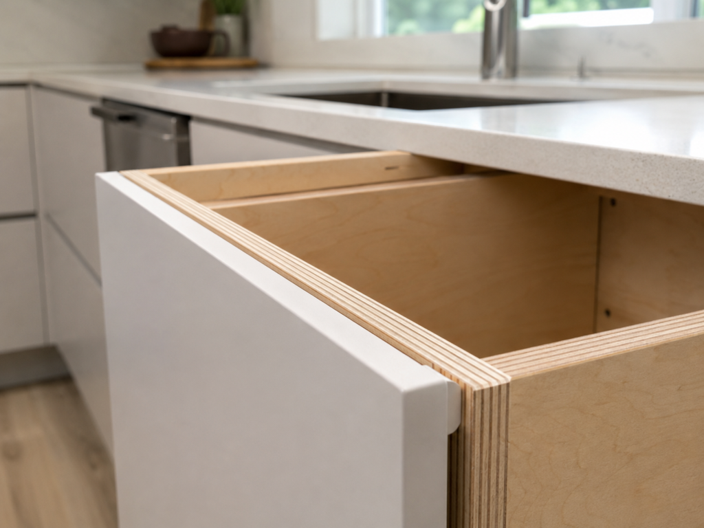 Plywood layers used in kitchen cabinet box construction