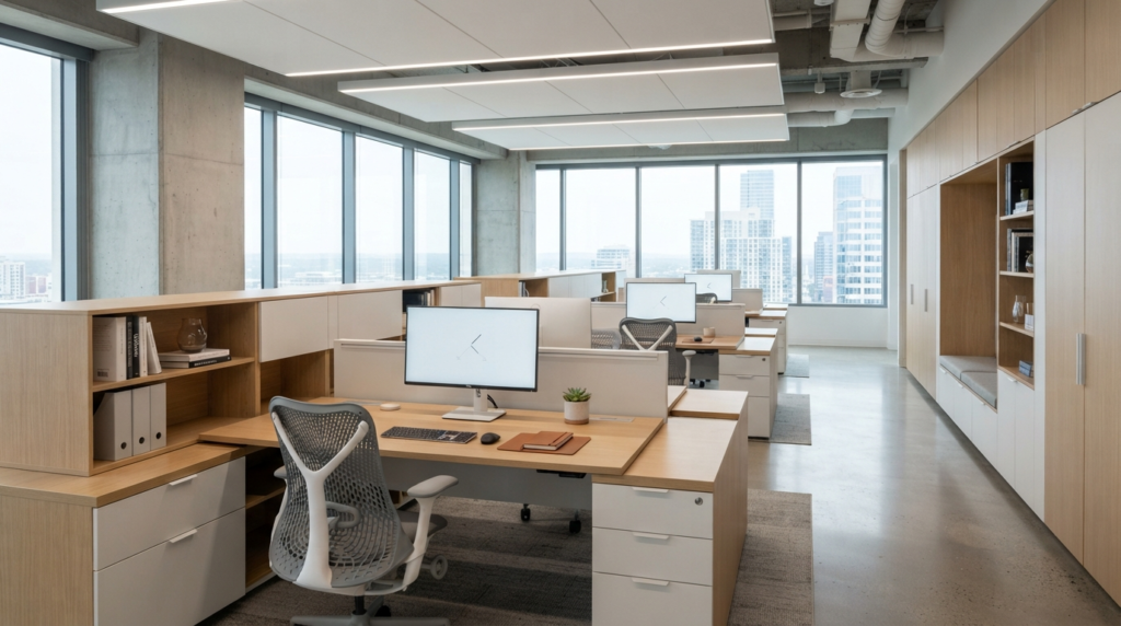 Custom office furniture in Dubai built for a modern workspace layout
